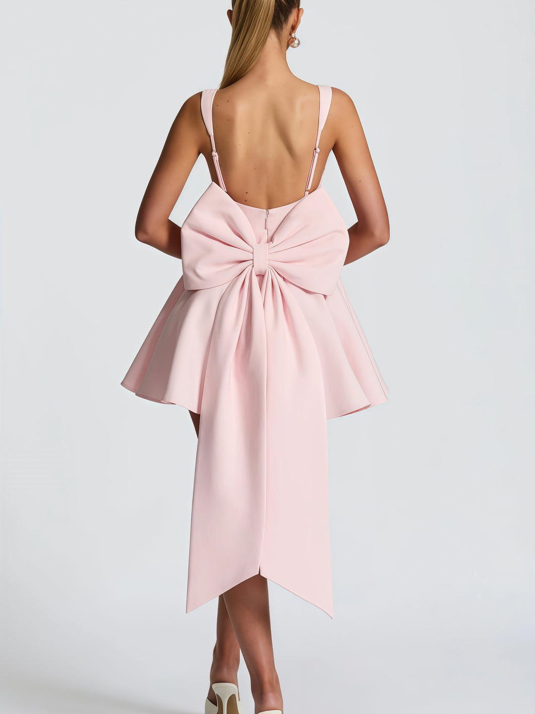 Damen Verspieltes Minikleid mit großem Schleifendetail und schwingendem Rock EB