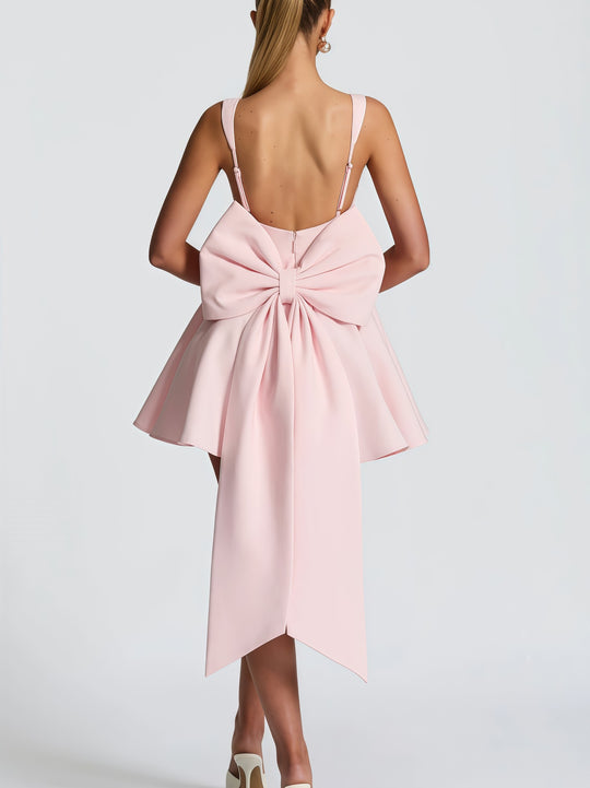 Damen Verspieltes Minikleid mit großem Schleifendetail und schwingendem Rock EB