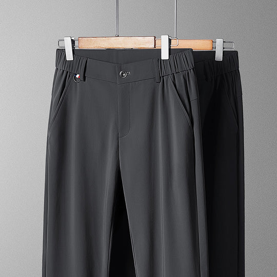 Herren leichte Reisehose mit elastischem Bund, geradem Bein, Reißverschluss-Details und seitlichen Eingrifftaschen EB