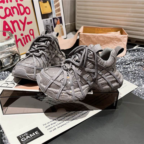 Damen modische Sneakers mit innovativem Textil-Design EB