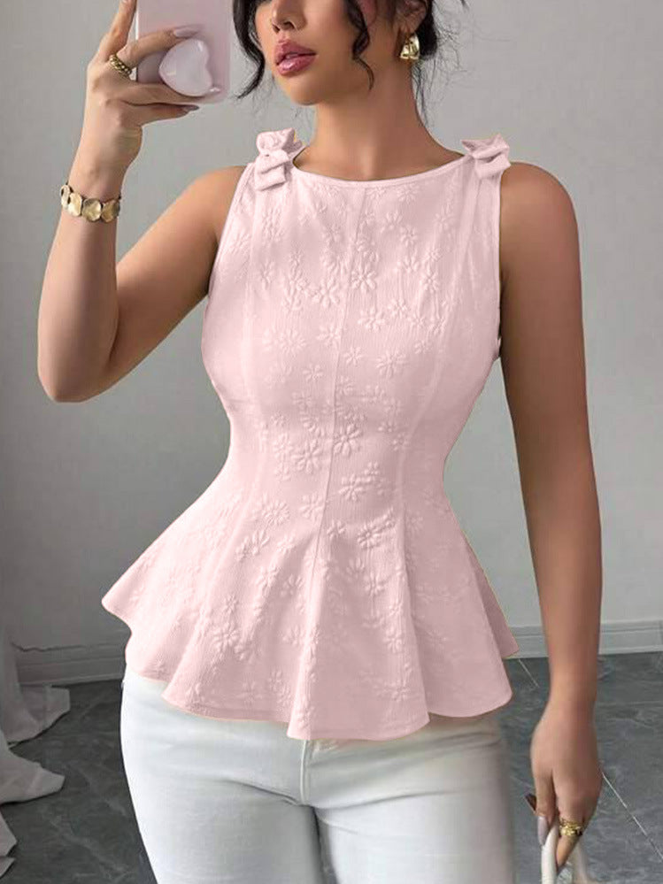 Damen Peplum-Top mit floralen Details EB