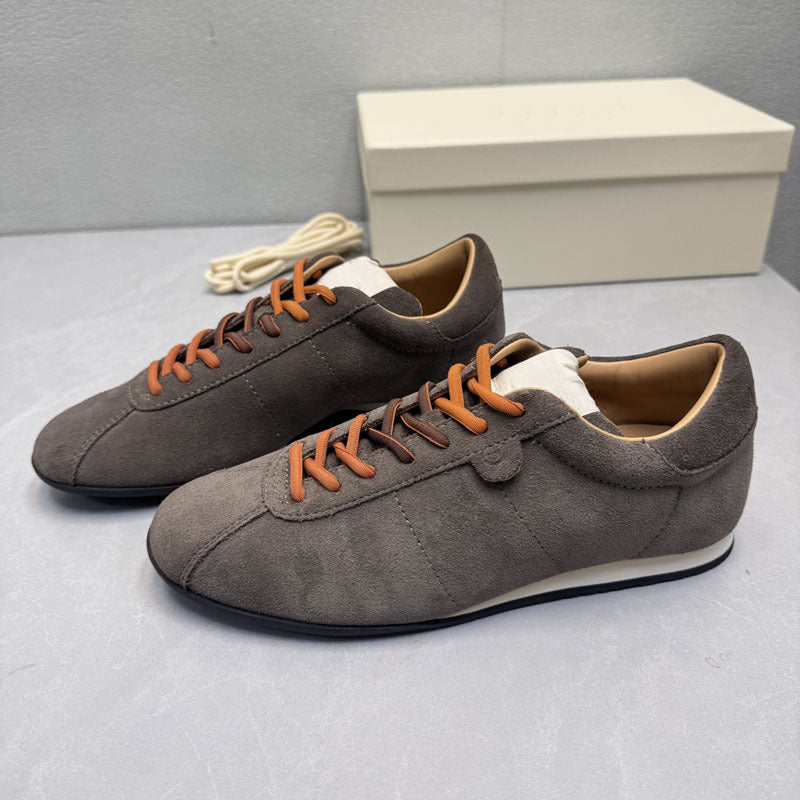 Damen modische Suede Sneakers mit farbigen Schnürsenkeln EB