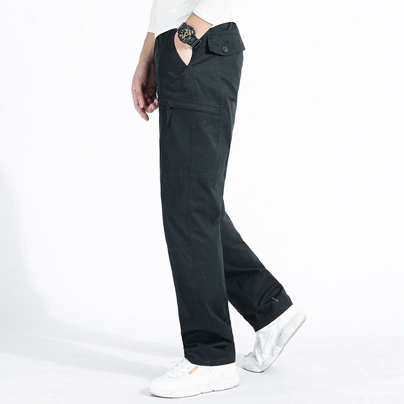 Damen lockere Cargo-Hose mit elastischem Bund, Mehrfachtaschen und Knieabnähern EB