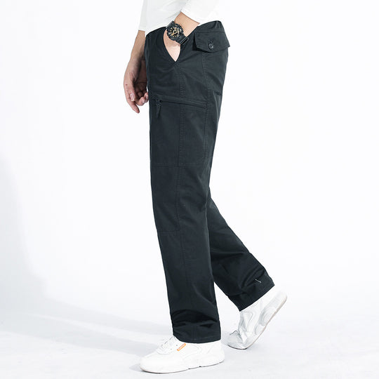 Damen lockere Cargo-Hose mit elastischem Bund, Mehrfachtaschen und Knieabnähern EB