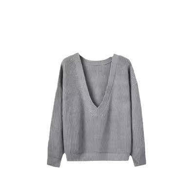 Damen Pullover mit tiefem V-Ausschnitt und lässiger Passform EB