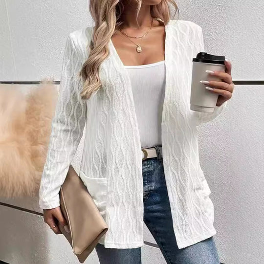 Damen Strickjacke mit strukturiertem Muster und praktischen Taschen EB
