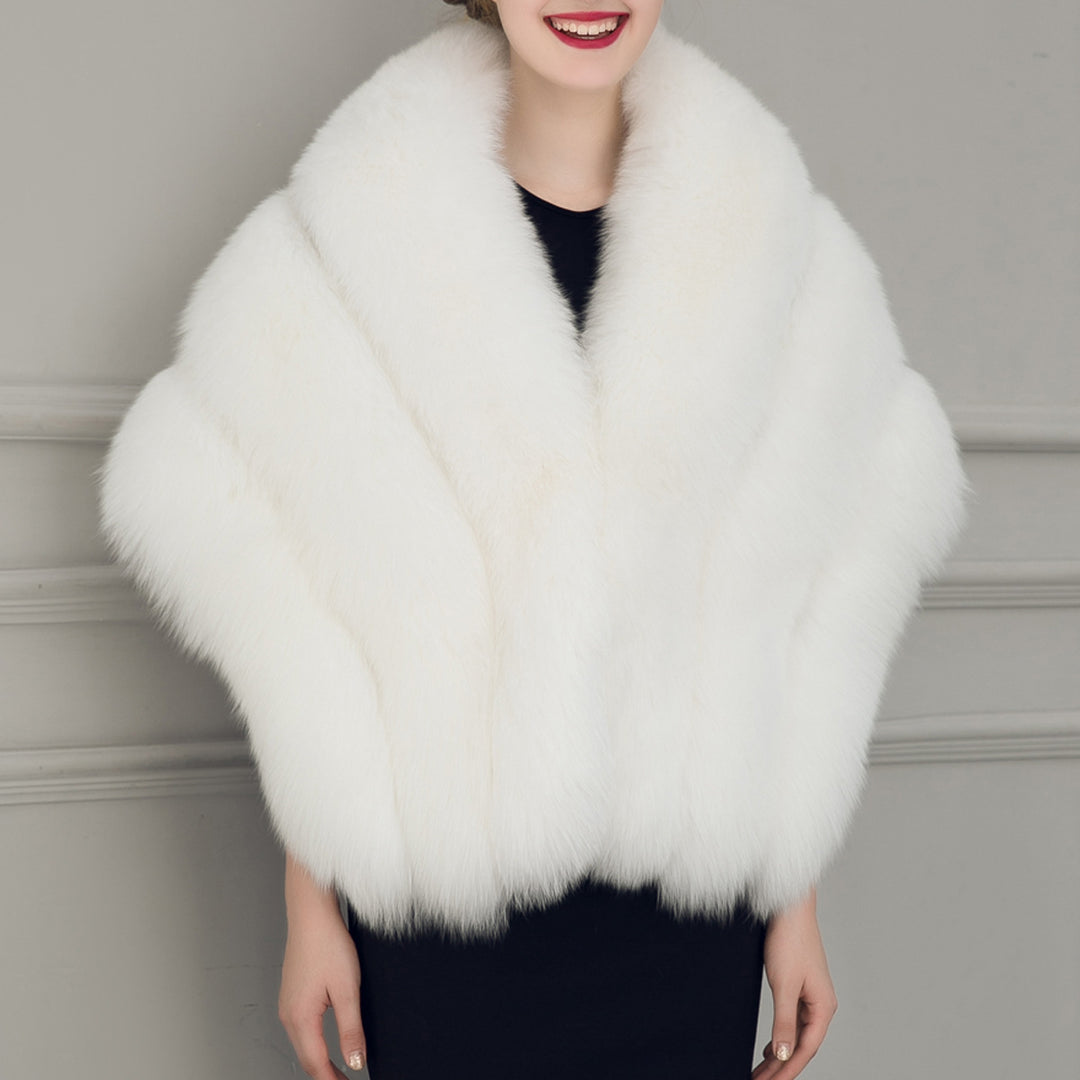 Damen luxuriöser Eleganter Kunstpelz-Cape EB