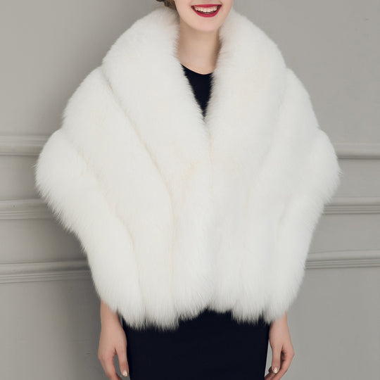 Damen luxuriöser Eleganter Kunstpelz-Cape EB