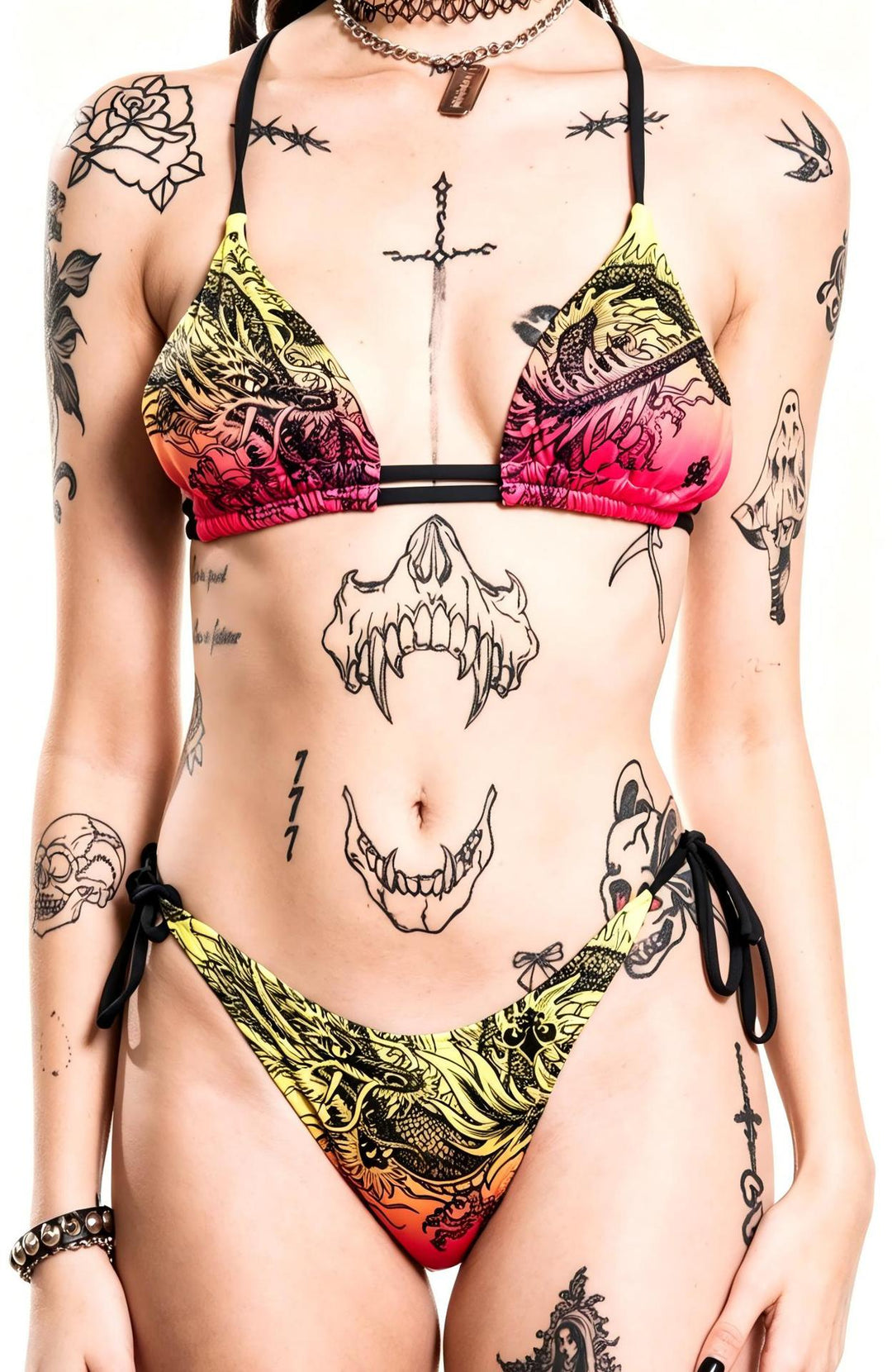 Damen Triangel-Bikini mit kreativem Muster EB