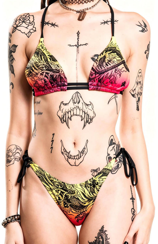 Damen Triangel-Bikini mit kreativem Muster EB
