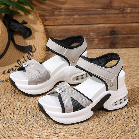 Damen Sportliche Sandalen mit dämpfendem Absatz und verstellbarem Riemendesign EB