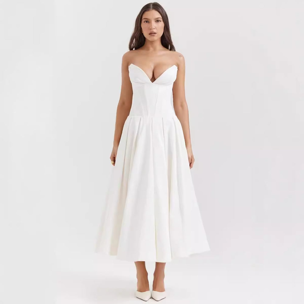 Damen Abendkleid mit herzförmigem Ausschnitt und fließendem Rock EB