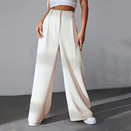 Damen weite Hochtaillen-Hose mit eleganter Faltenlegung und zeitgemäßem Schnitt EB