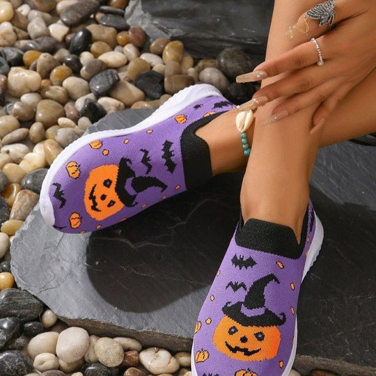 Damen Freizeitschuhe mit Halloween-Motiv und rutschfester Sohle Heidi-Mode