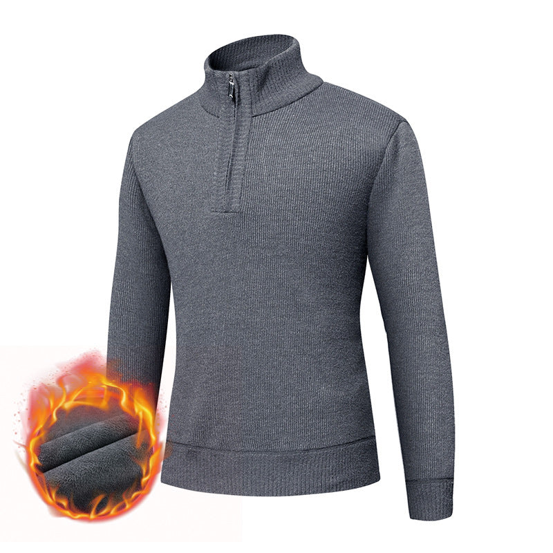Herren kuscheliger Rollkragenpullover mit Reißverschluss EB
