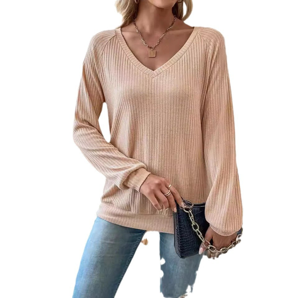 Damen nan Rippenstrick-Langarmshirt mit floraler Spitzenapplikation und markantem Rückenausschnitt EB