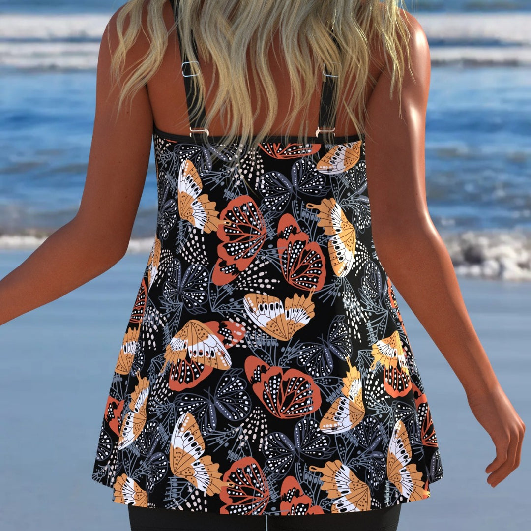 Damen Schwimmanzug mit modischem A-Linien-Schnitt und floralem Design EB
