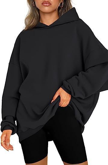 Damen nan Oversize-Kapuzenpullover im Longline-Schnitt mit Raglanärmeln und weichem Innenfutter EB