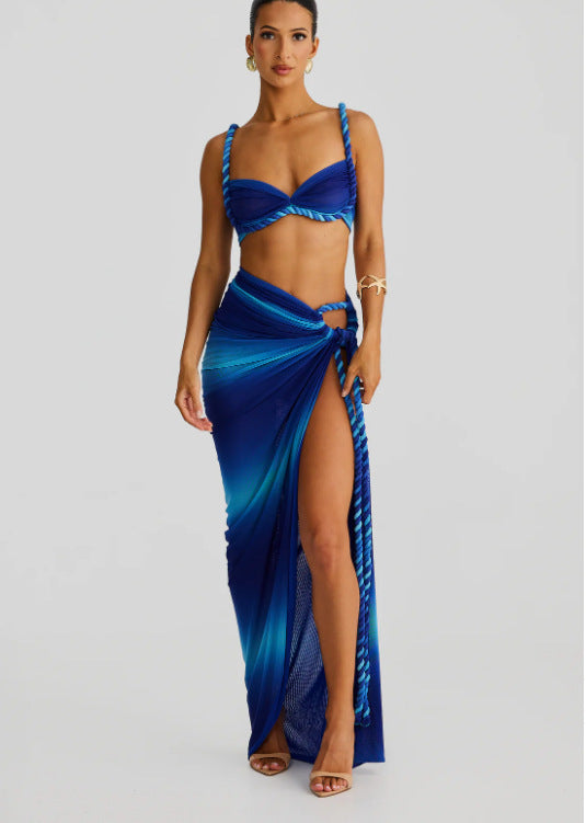 Damen Bikiniset mit elegantem Wickeltuch und kunstvollen Schnürdetails EB