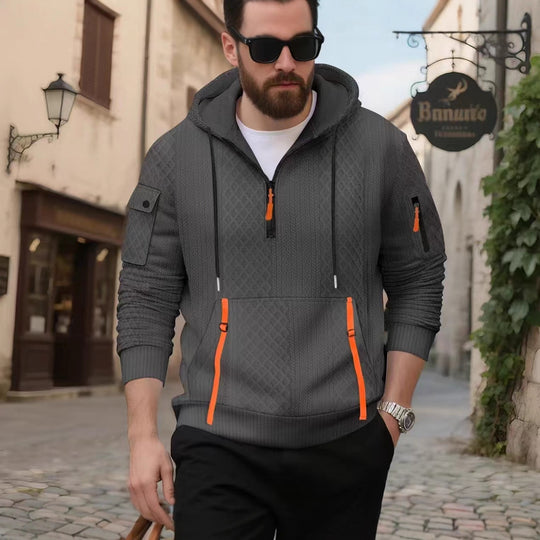 Herren sportlicher Kapuzenpullover mit strukturiertem Design und praktischen Reißverschlusstaschen EB