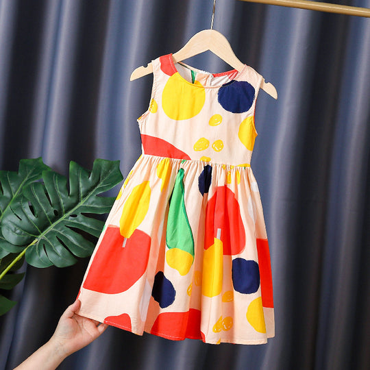 Mädchen Sommerkleid mit buntem Punkten-Design EB