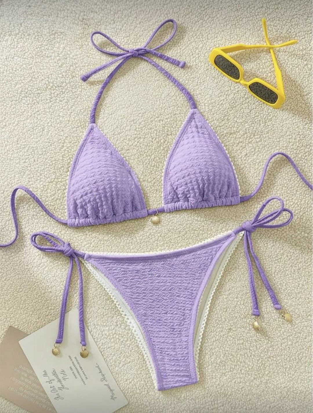 Damen Raffinierter Triangel-Bikini mit elegantem Rüschendesign EB