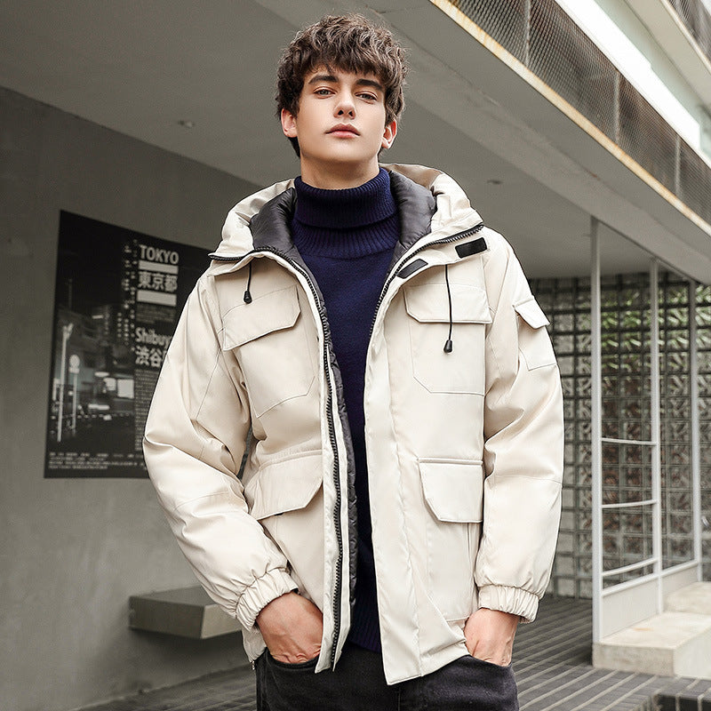 Herren wetterfeste Utility-Jacke mit Kapuze und Taschen EB