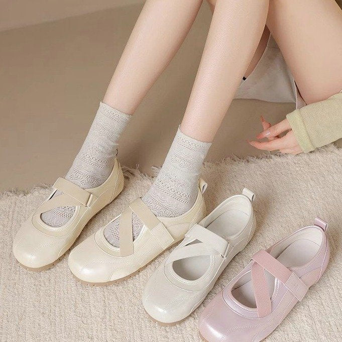 Damen Komfortable Ballerinas mit verstellbarem Klettverschluss und weichem Fußbett EB