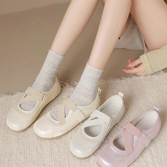 Damen Komfortable Ballerinas mit verstellbarem Klettverschluss und weichem Fußbett EB
