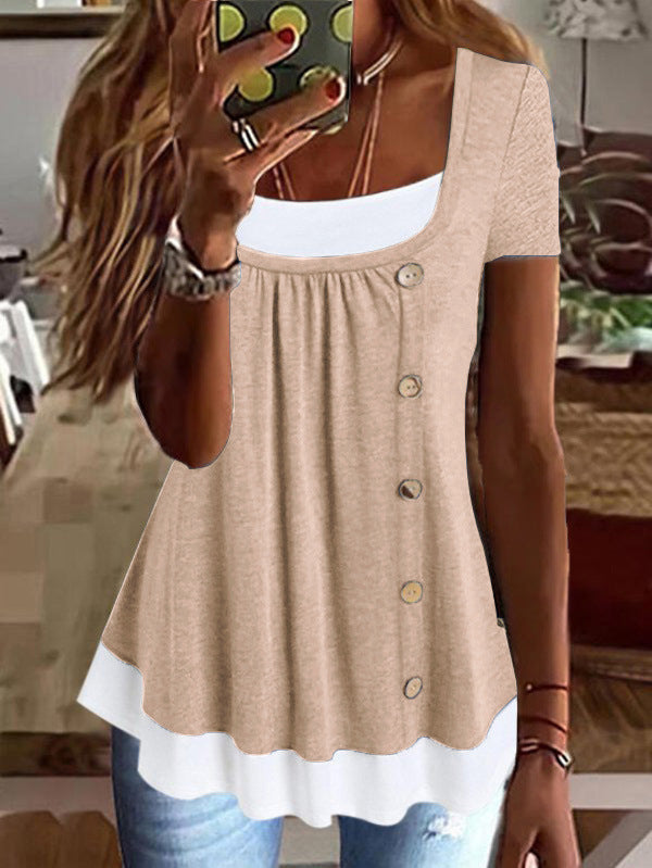 Damen Modisches Oberteil mit Knopfdetails EB