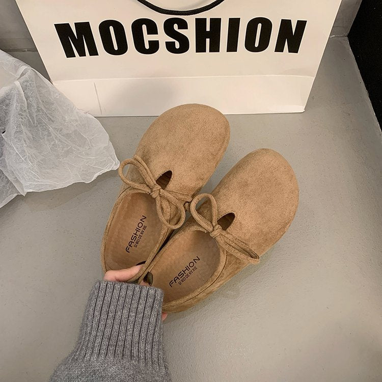 Damen bequeme Filzschuhe mit dekorativem Schnürdetail EB