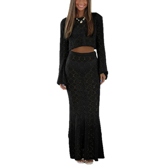 Damen Elegantes Maxikleid mit raffinierter Spitzenstruktur R&B