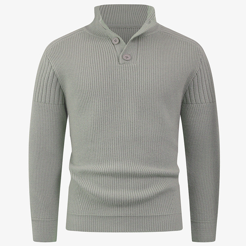 Herren Strickpullover mit hohem Kragen und Knopfdetails EB