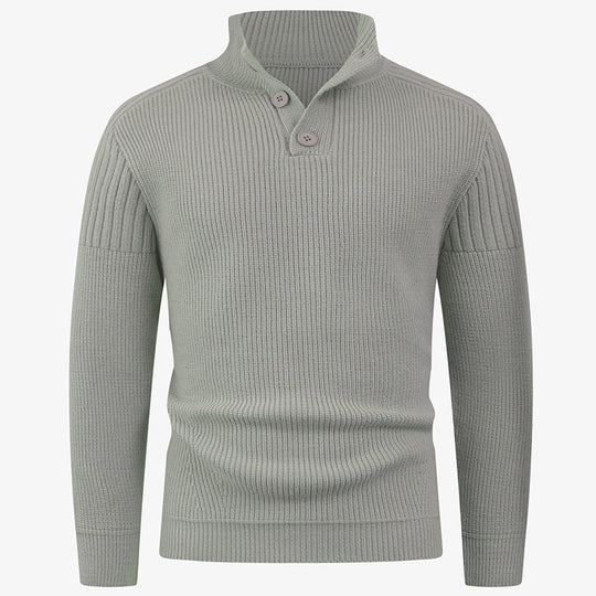 Herren Strickpullover mit hohem Kragen und Knopfdetails EB