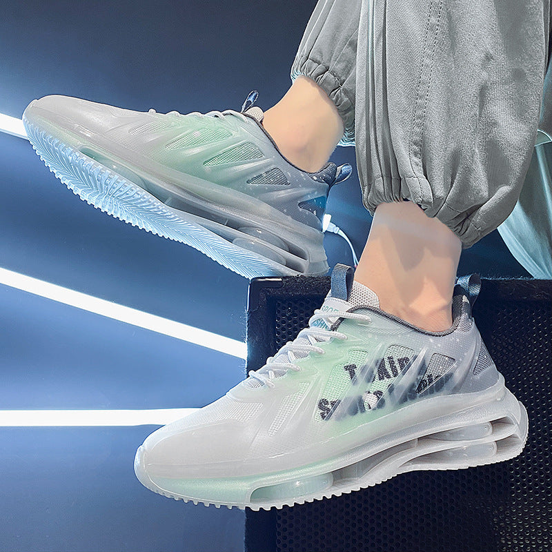 Unisex futuristische luftgepolsterte Sneaker mit transparentem TPU‑Obermaterial und sichtbarer Hohlkern‑Plateausohle EB