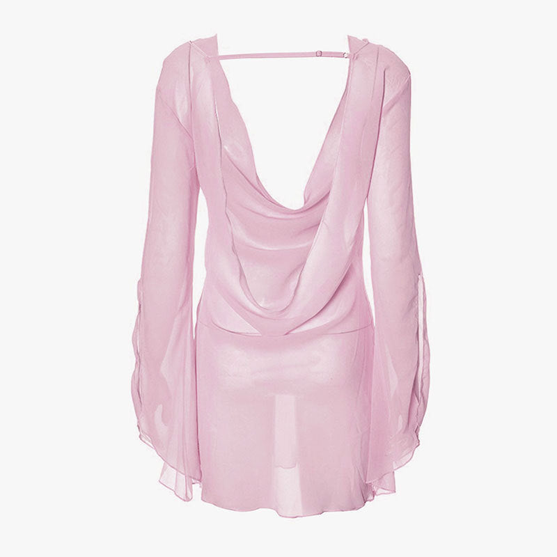 Damen Elegantes Chiffon-Oberteil mit tiefem Rückenausschnitt EB