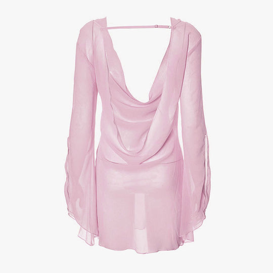 Damen Elegantes Chiffon-Oberteil mit tiefem Rückenausschnitt EB