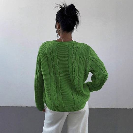 Damen Grobstrickpullover mit zeitlosem Zopfmuster und lässigem Schnitt EB