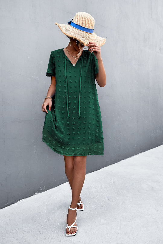 Damen Freizeitkleid mit luftigen Puffärmeln und Rüschenakzenten EB