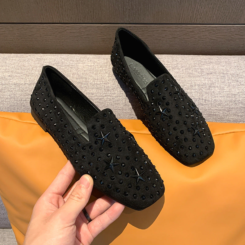 Damen Elegante Mokassins mit Glitzer-Applikationen EB