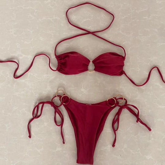 Damen Bikini-Set mit elegantem Trägersystem und modischen Metalldetails EB