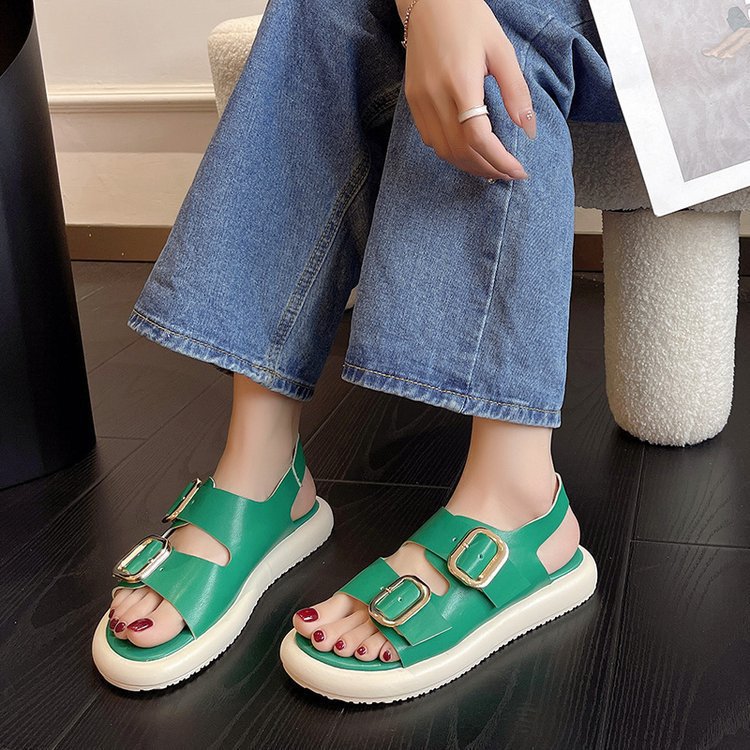 Damen Bequeme Riemchen-Sandalen mit modischer Schnallenverzierung und ergonomischem Fußbett EB