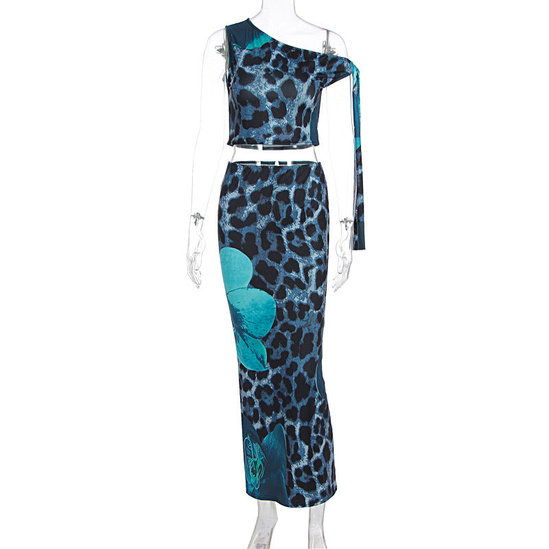 Damen Figurumspielendes Maxikleid mit asymmetrischem Schulterdesign und floralem Muster EB