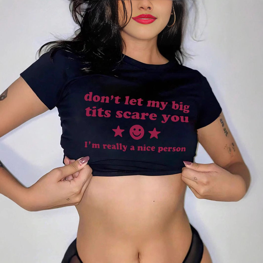 Damen Crop-T-Shirt mit inspirierendem Schriftzug EB
