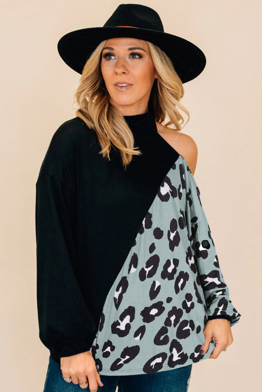 Damen Einseitiges Oberteil mit modernem Animal-Print und weitem Schnitt EB