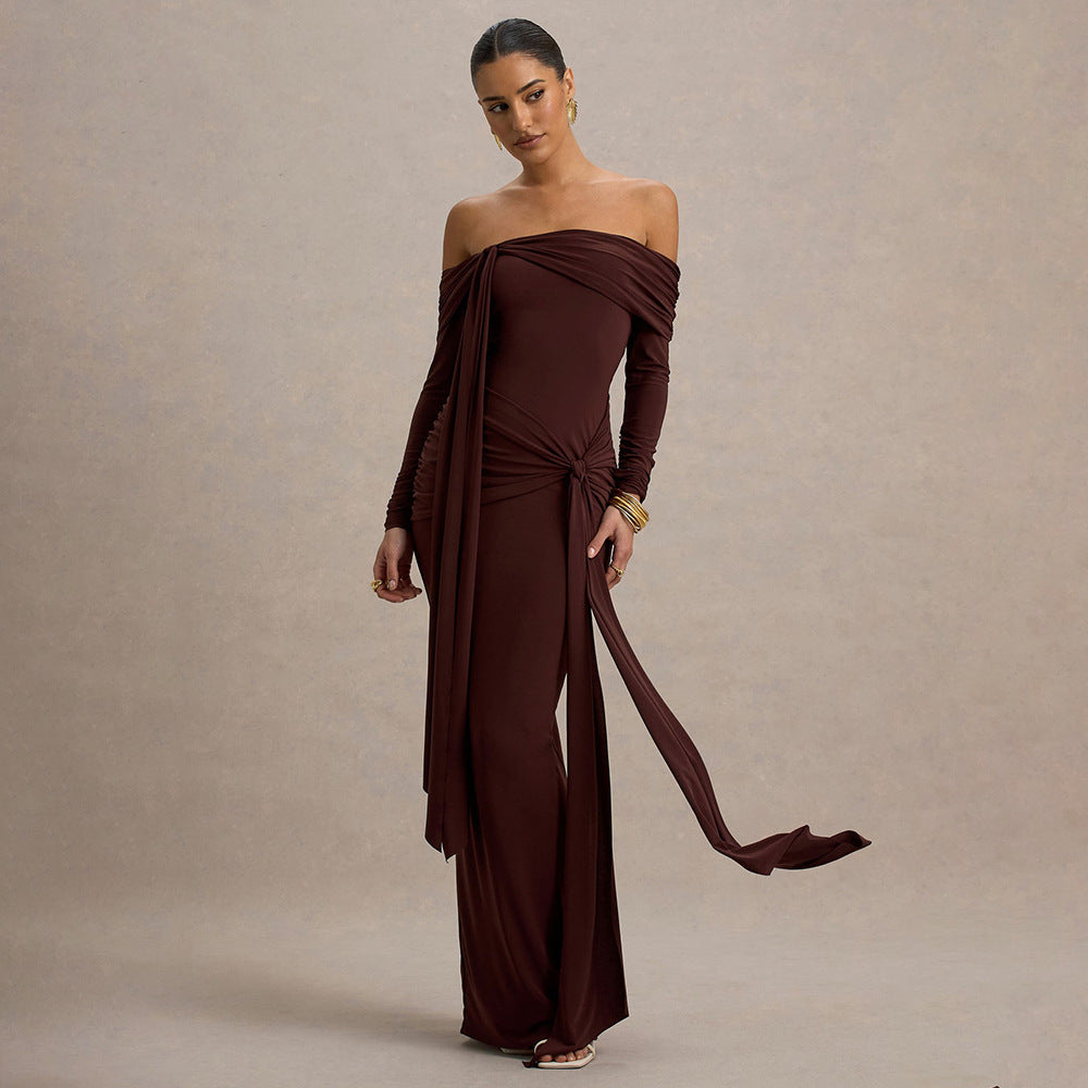 Damen Elegantes Off-Shoulder Abendkleid mit drapierter Silhouette EB