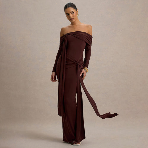 Damen Elegantes Off-Shoulder Abendkleid mit drapierter Silhouette EB
