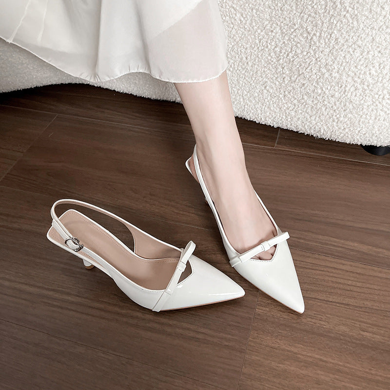 Damen Slingback-Pumps mit elegantem Schleifenakzent und spitz zulaufendem Design EB