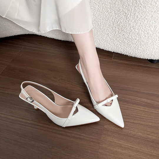 Damen Slingback-Pumps mit elegantem Schleifenakzent und spitz zulaufendem Design EB