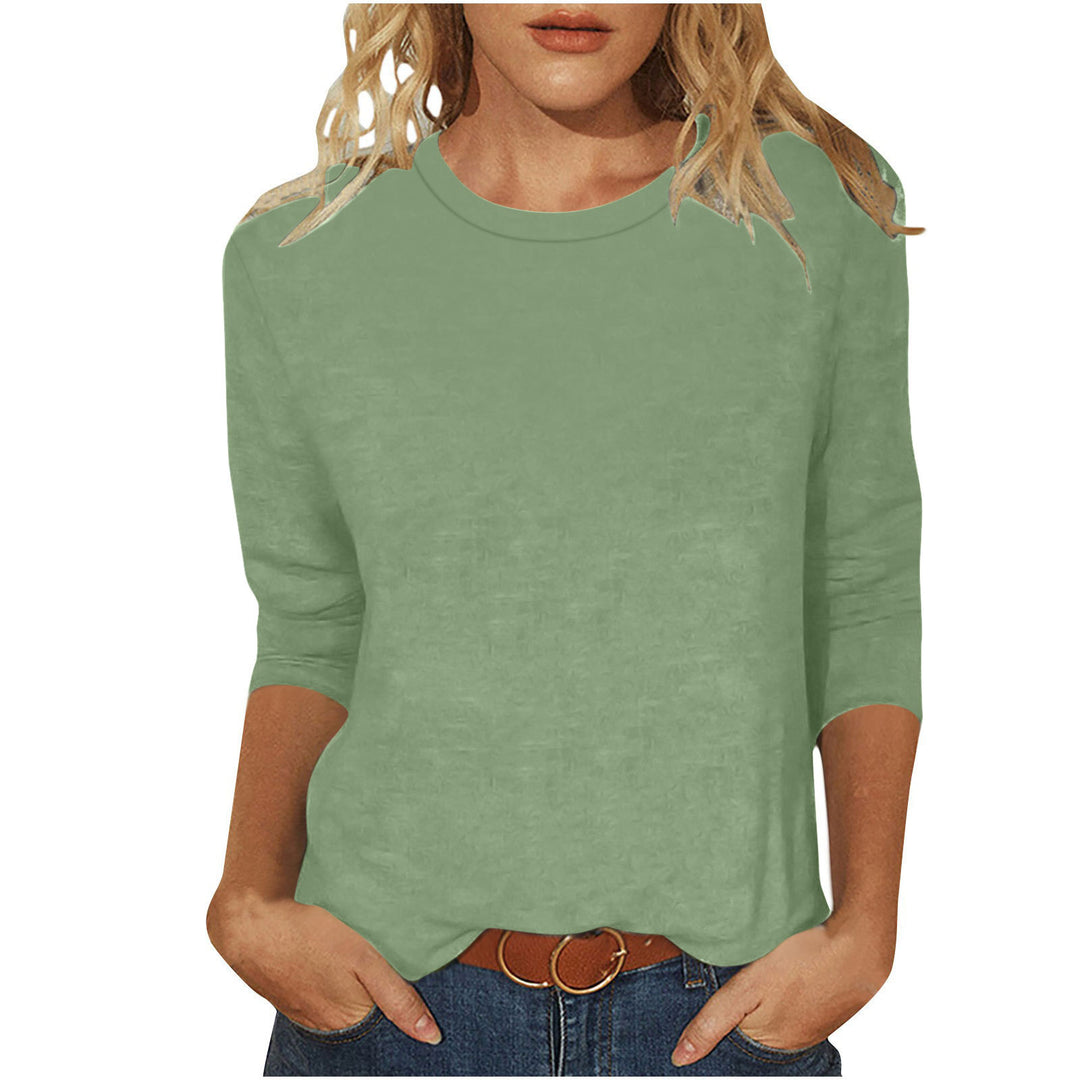 Damen nan lässiges 3/4-Arm Shirt mit Rundhalsausschnitt, lockerer Passform und seitlichen Schlitzen EB